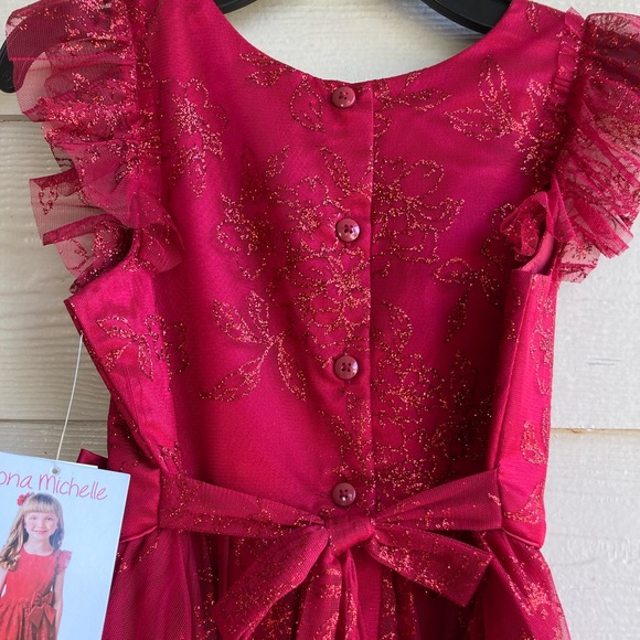 Glittery Jona Michelle Kids Red Dress - Picture 9 of 12
